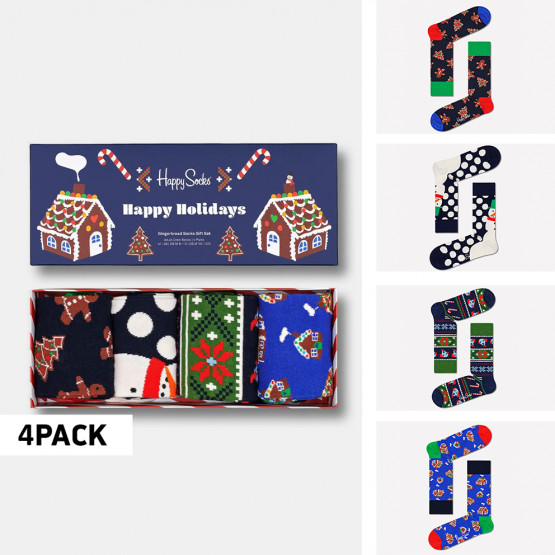 Happy Socks Gingerbread Cookies Unisex Socks Gift Set 4-Pack