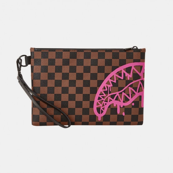 Sprayground Pink Drip Brown Check Pouchette