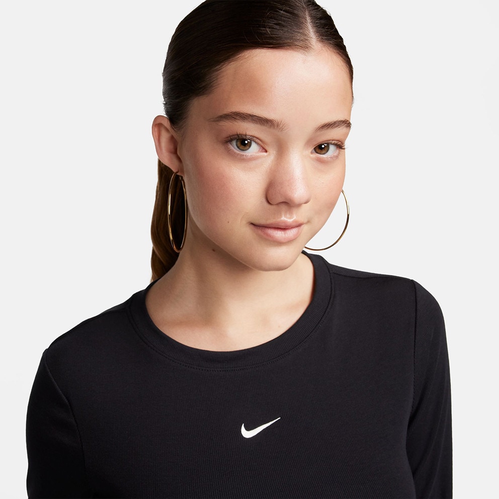 Nike Sportswear Ribbed Γυναικεία Cropped Μπλούζα με Μακρύ Μανίκι